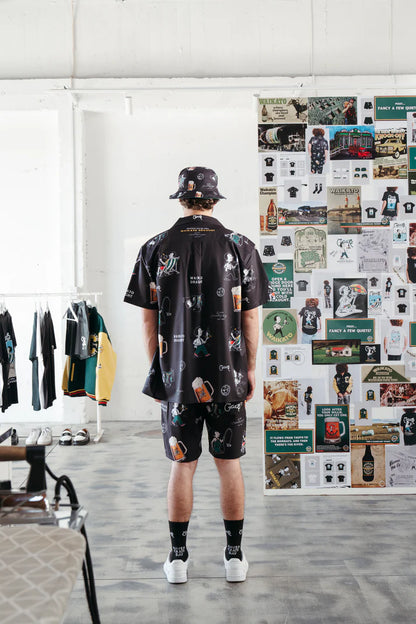 Crate X Willie The Waiter X Waikato Draught Party Shorts - Black