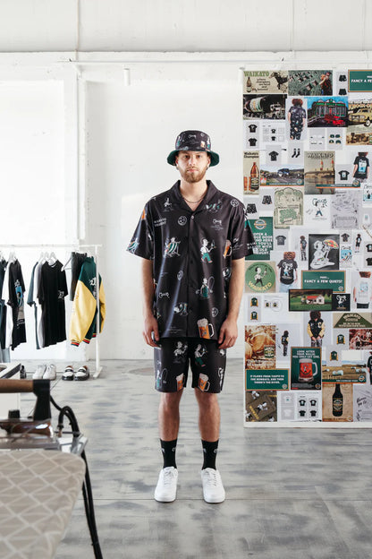 Crate X Willie The Waiter X Waikato Draught Party Shorts - Black