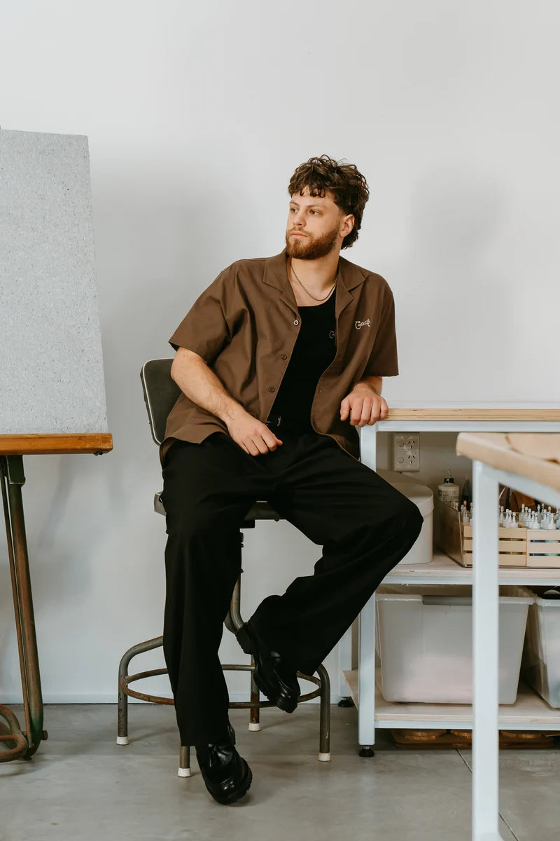 Script Cuban Collar SS Shirt - Chia