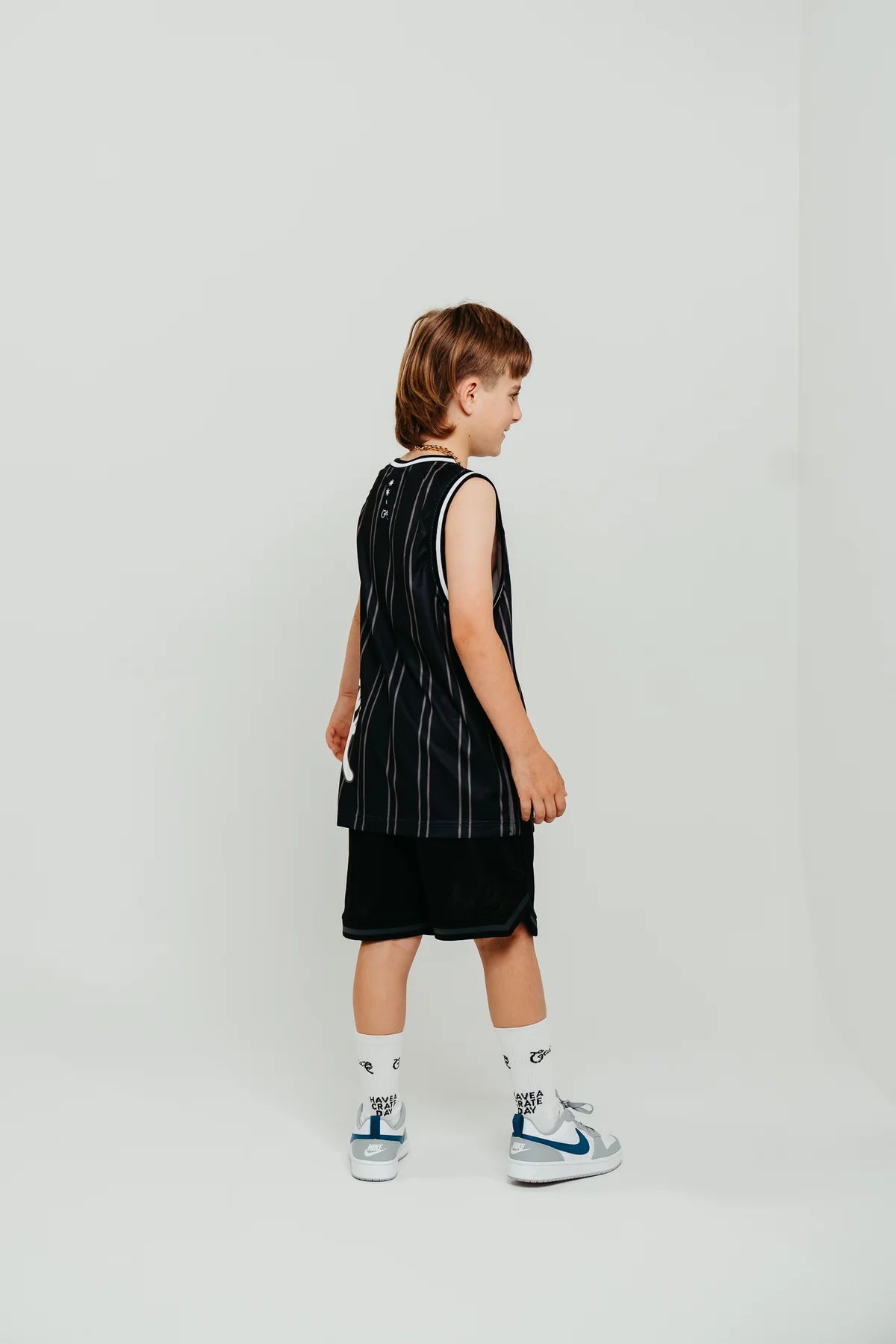Crate Kids Side Script Basketball Singlet - Black