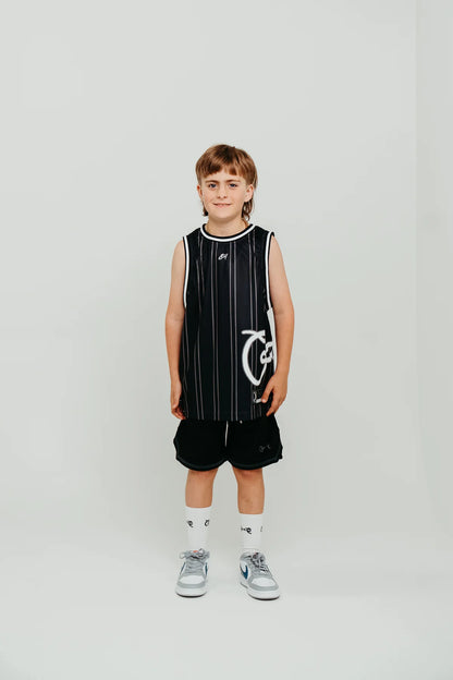 Crate Kids Side Script Basketball Singlet - Black