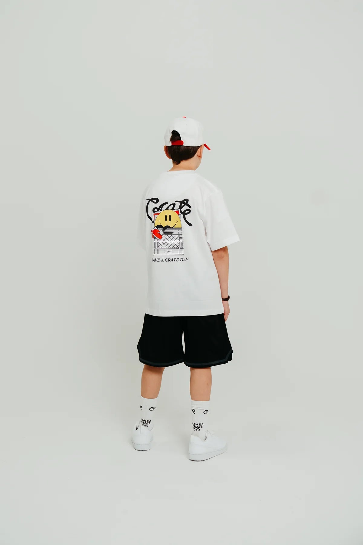 Kids Vinyl Have A Crate Day Box Fit Tee - White