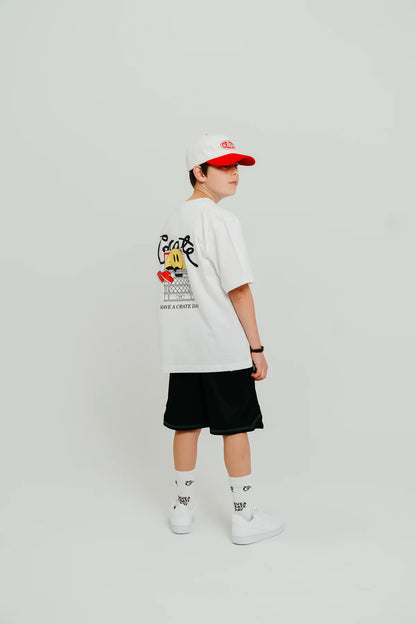 Kids Vinyl Have A Crate Day Box Fit Tee - White