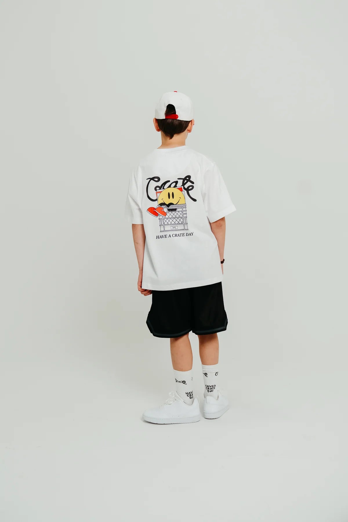 Kids Vinyl Have A Crate Day Box Fit Tee - White