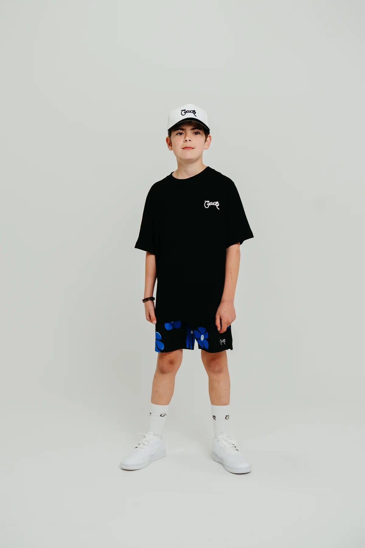 Kids Scripted Box Fit Tee - Black