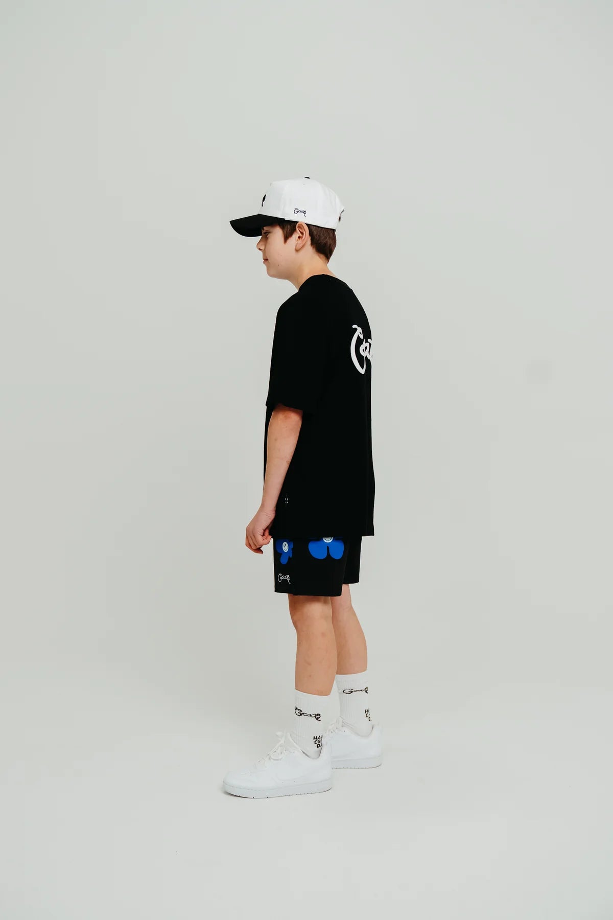 Kids Scripted Box Fit Tee - Black