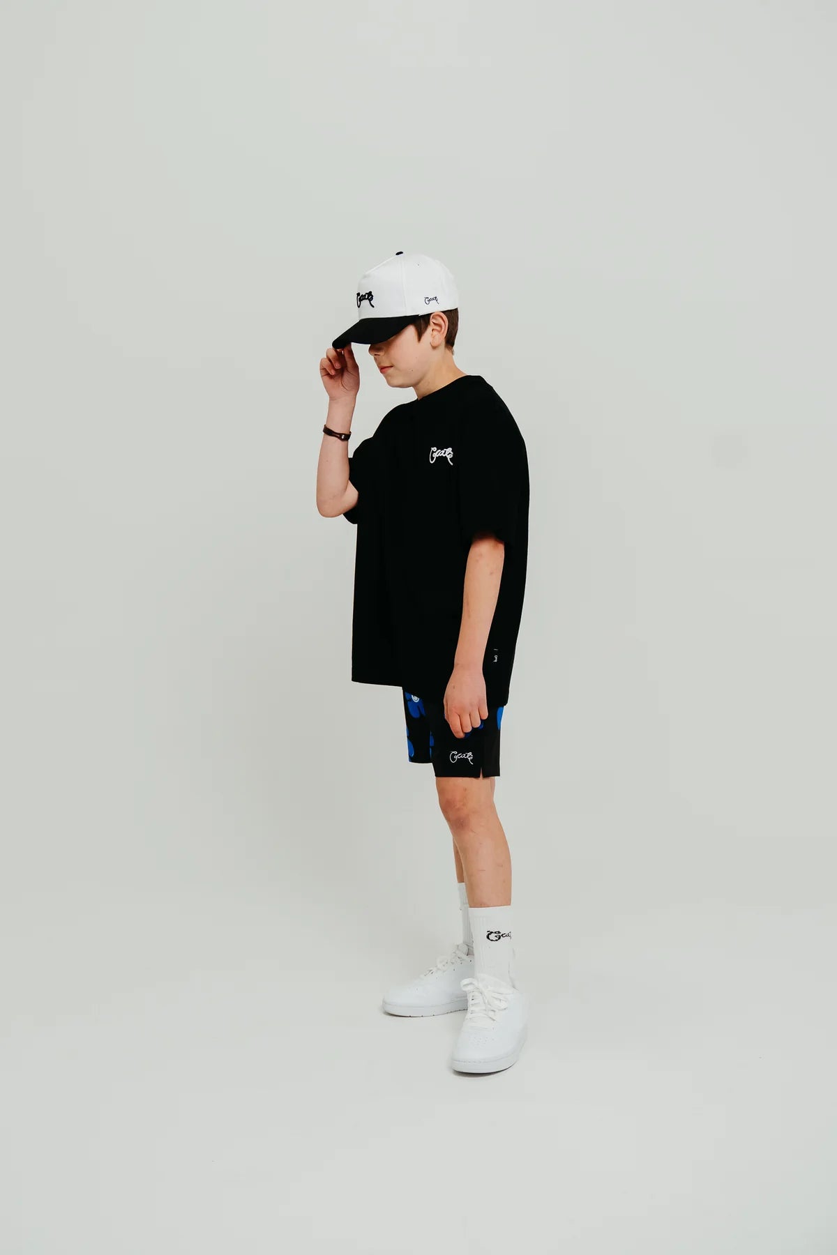 Kids Scripted Box Fit Tee - Black