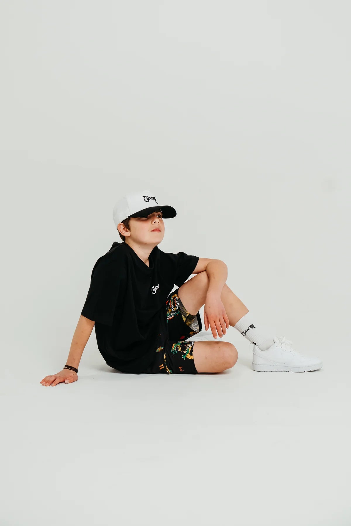 Kids Scripted Box Fit Tee - Black