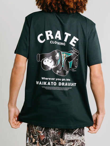 Crate X Willie The Waiter Beer Hug Tee - Pine