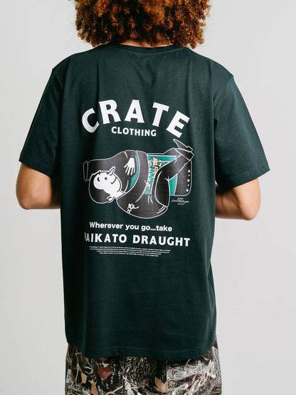 Crate X Willie The Waiter Beer Hug Tee - Pine