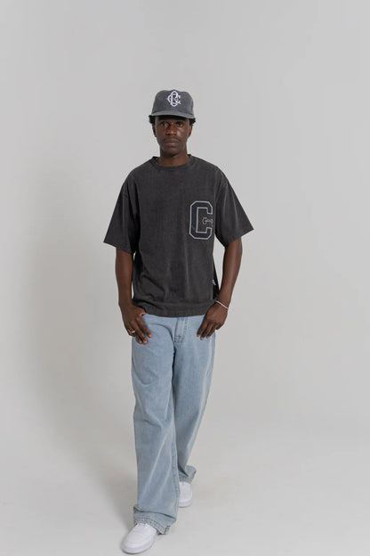 College C Varsity Box Fit Tee - Acid Black