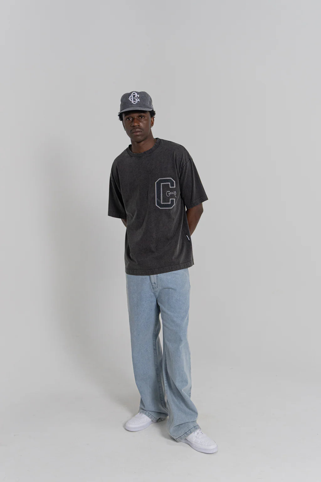 College C Varsity Box Fit Tee - Acid Black