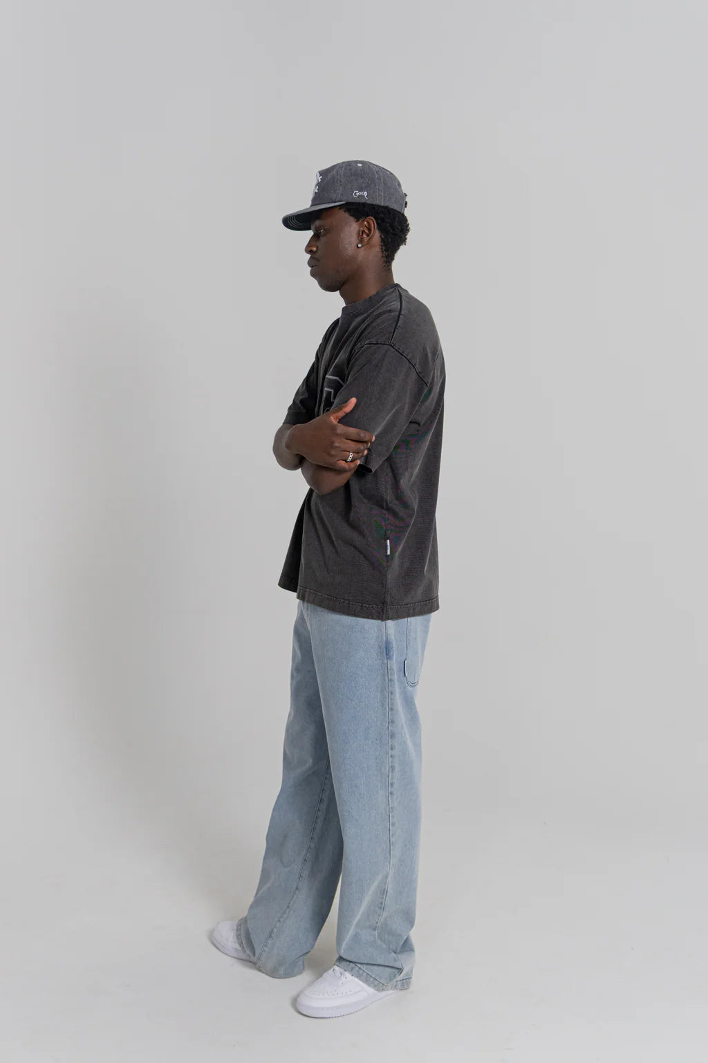 College C Varsity Box Fit Tee - Acid Black