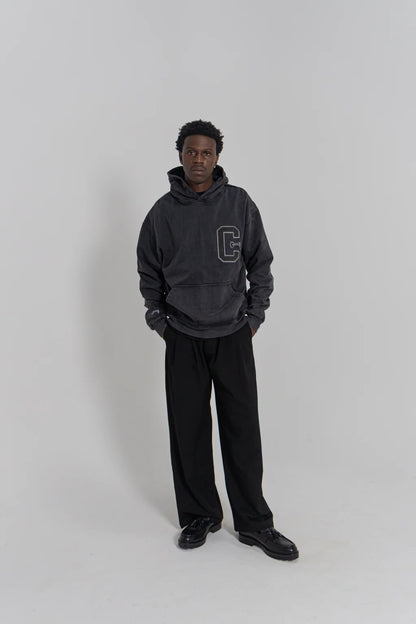 Varsity C Box Fit Hoodie - Washed Black