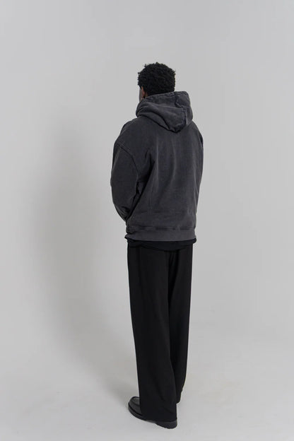 Varsity C Box Fit Hoodie - Washed Black