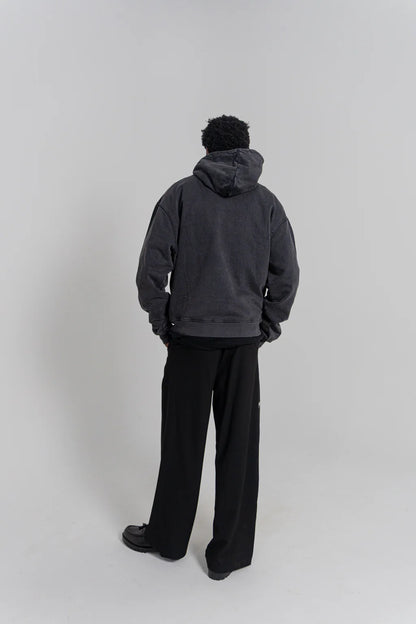 Varsity C Box Fit Hoodie - Washed Black