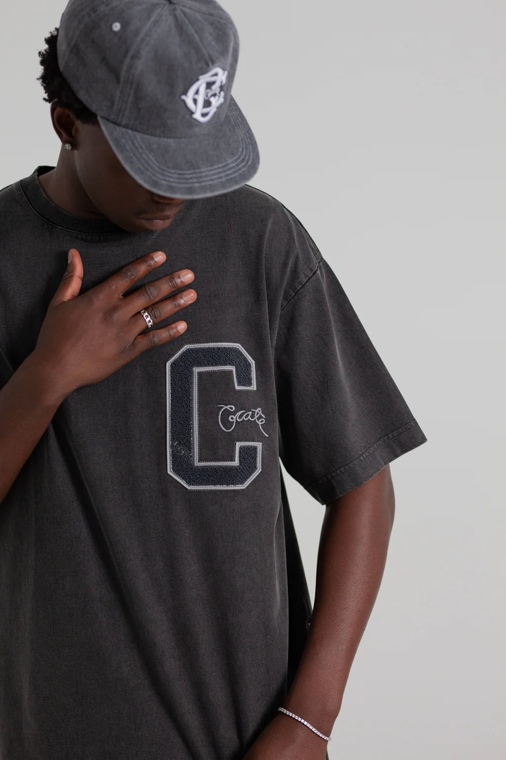College C Varsity Box Fit Tee - Acid Black