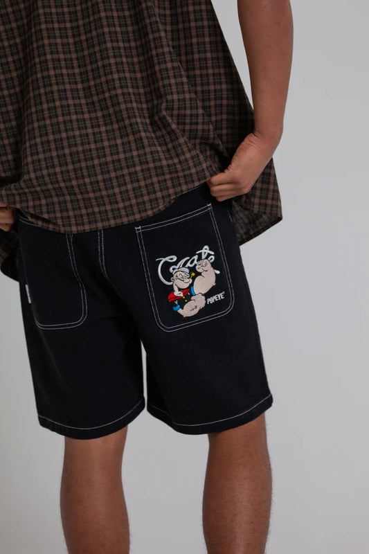 Crate X Popeye Denim Shorts - Black