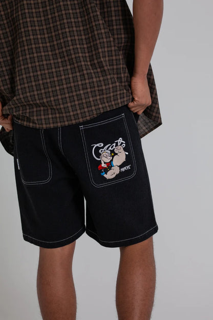 Crate X Popeye Denim Shorts - Black