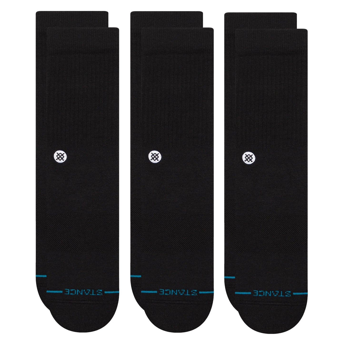 Icon 3 Pack Mid Cushion Crew Socks - Black