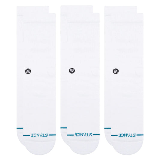 Icon 3 Pack Mid Cushion Crew Socks - White