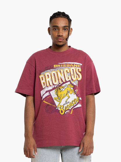 Mitchell And Ness Brisbane Broncos Abstract Tee - Maroon