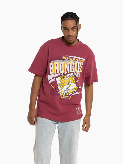 Mitchell And Ness Brisbane Broncos Abstract Tee - Maroon