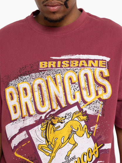 Mitchell And Ness Brisbane Broncos Abstract Tee - Maroon