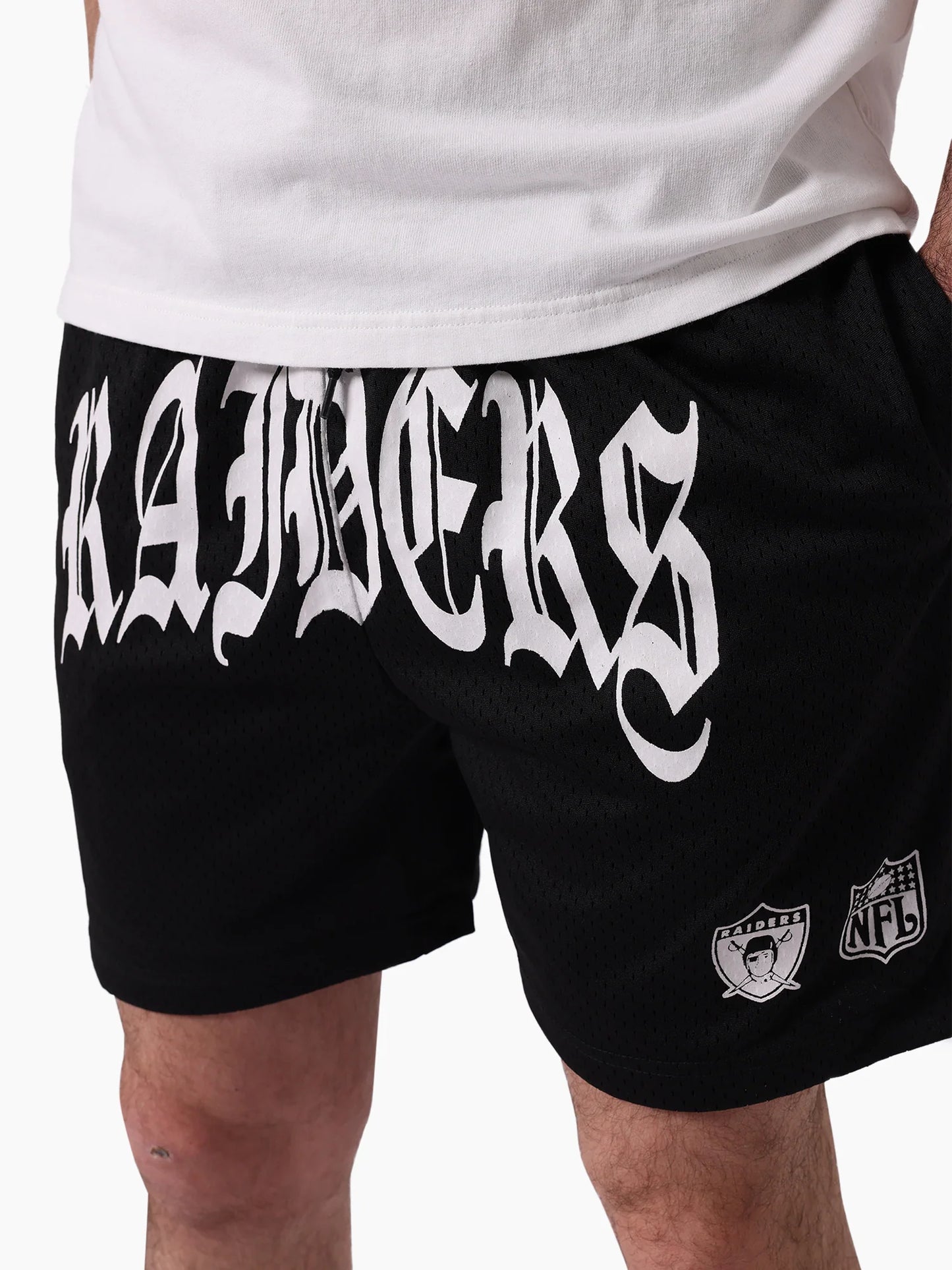 Oakland Raiders Stars & Text Mesh Shorts