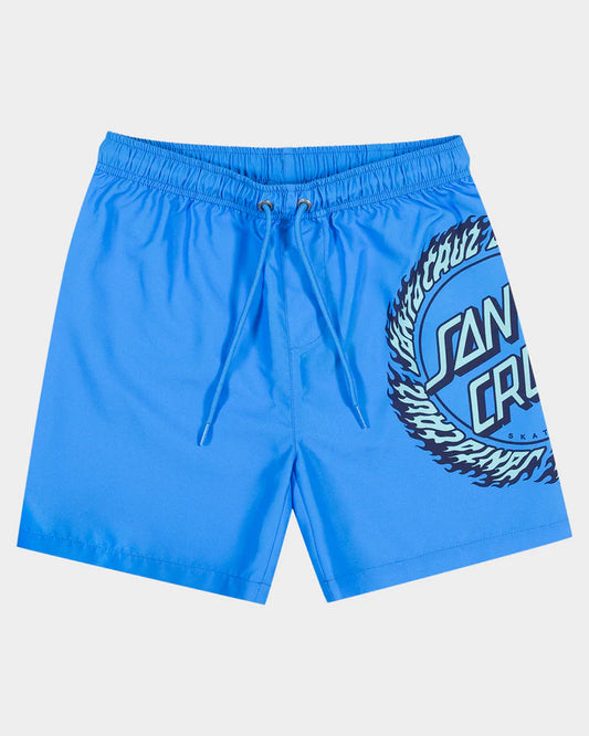 Youth Flame Ringed Dot Elastic Waist Beach Short - Blue
