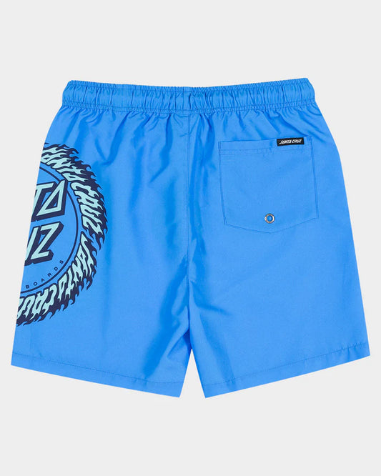 Youth Flame Ringed Dot Elastic Waist Beach Short - Blue