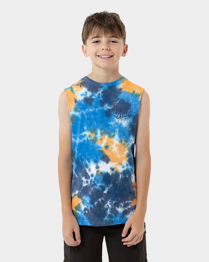Youth Santa Cruz Industrial Dot Mono Muscle - Blue Tie Dye