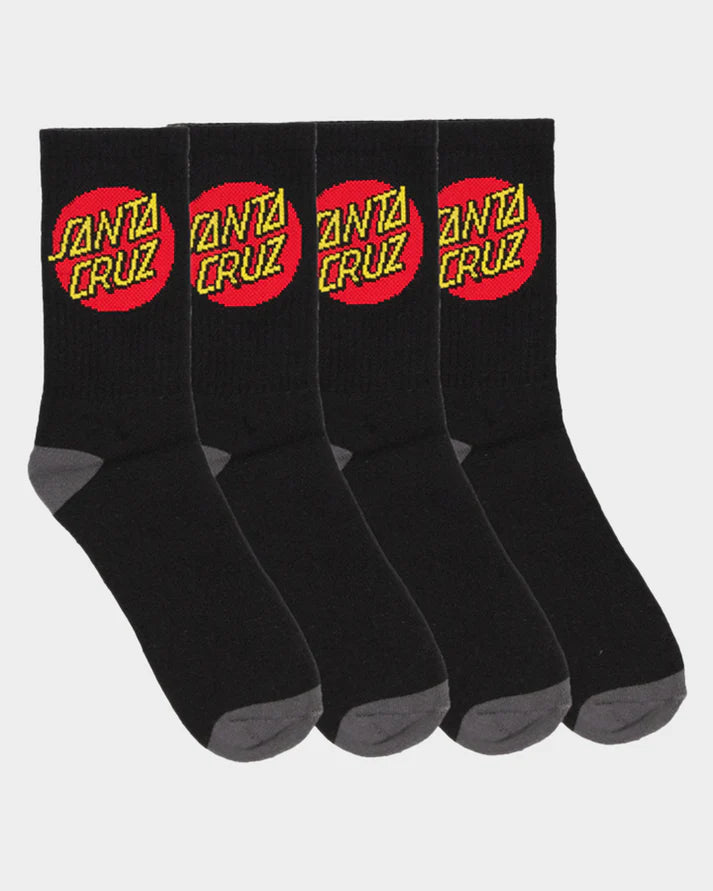 Classic Dot Crew Sock 4 Pack - Black
