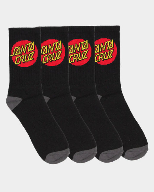 Classic Dot Crew Sock 4 Pack - Black