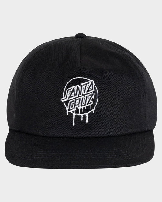 Drip Dot Snapback Unstructured 5 Panel Cap - Black