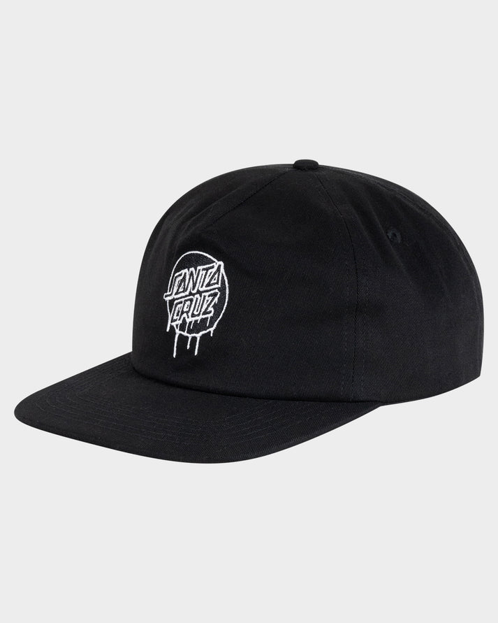 Drip Dot Snapback Unstructured 5 Panel Cap - Black