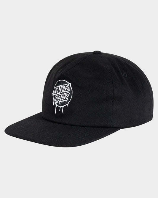 Drip Dot Snapback Unstructured 5 Panel Cap - Black