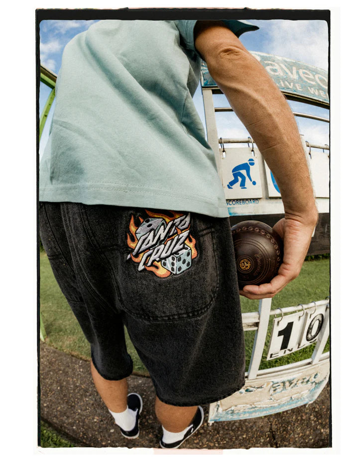 Flaming Dice Dot Longer Length Super Baggy Jean Short