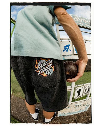 Flaming Dice Dot Longer Length Super Baggy Jean Short