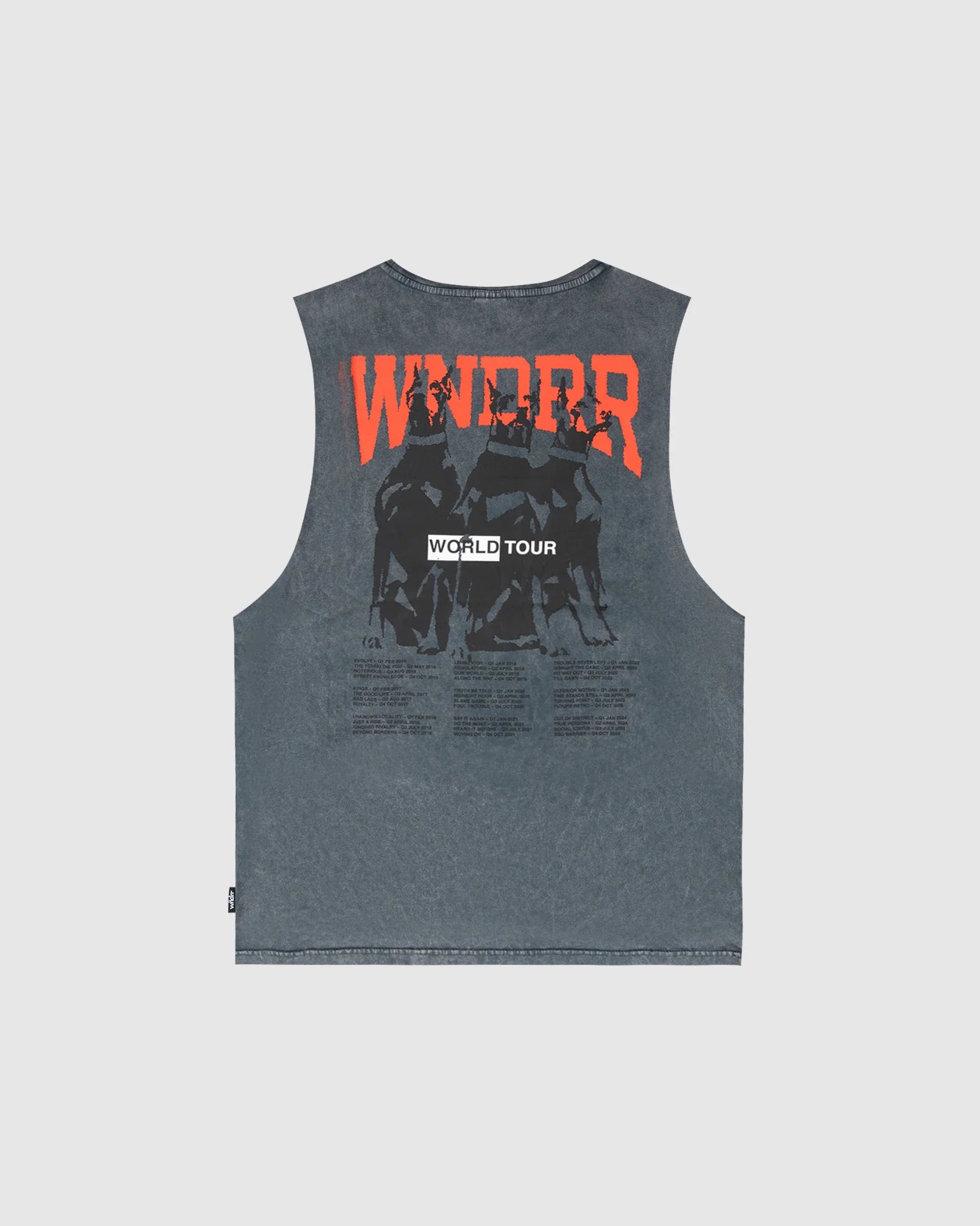 Wndrr World Tour Muscle Top - Washed Grey