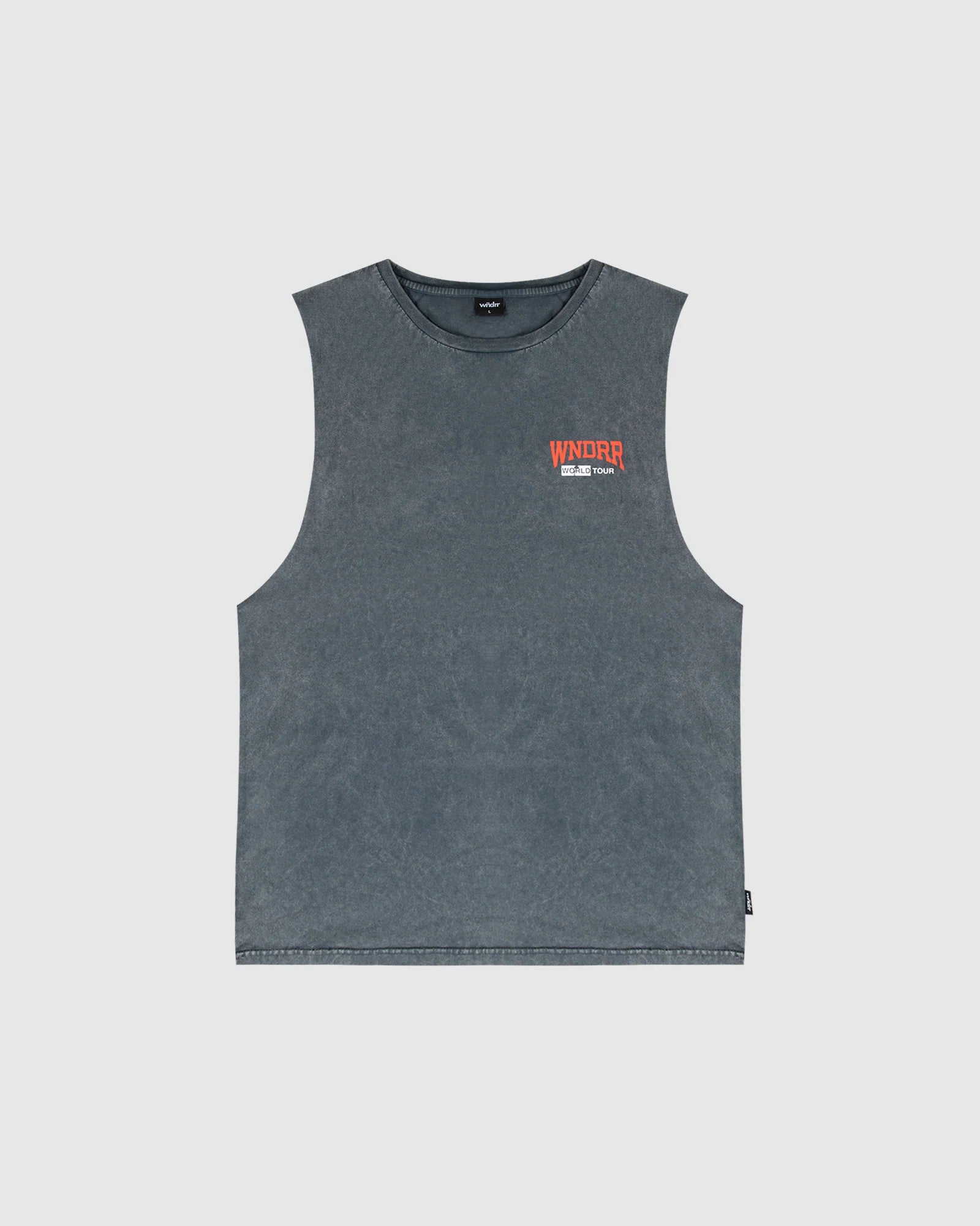 Wndrr World Tour Muscle Top - Washed Grey