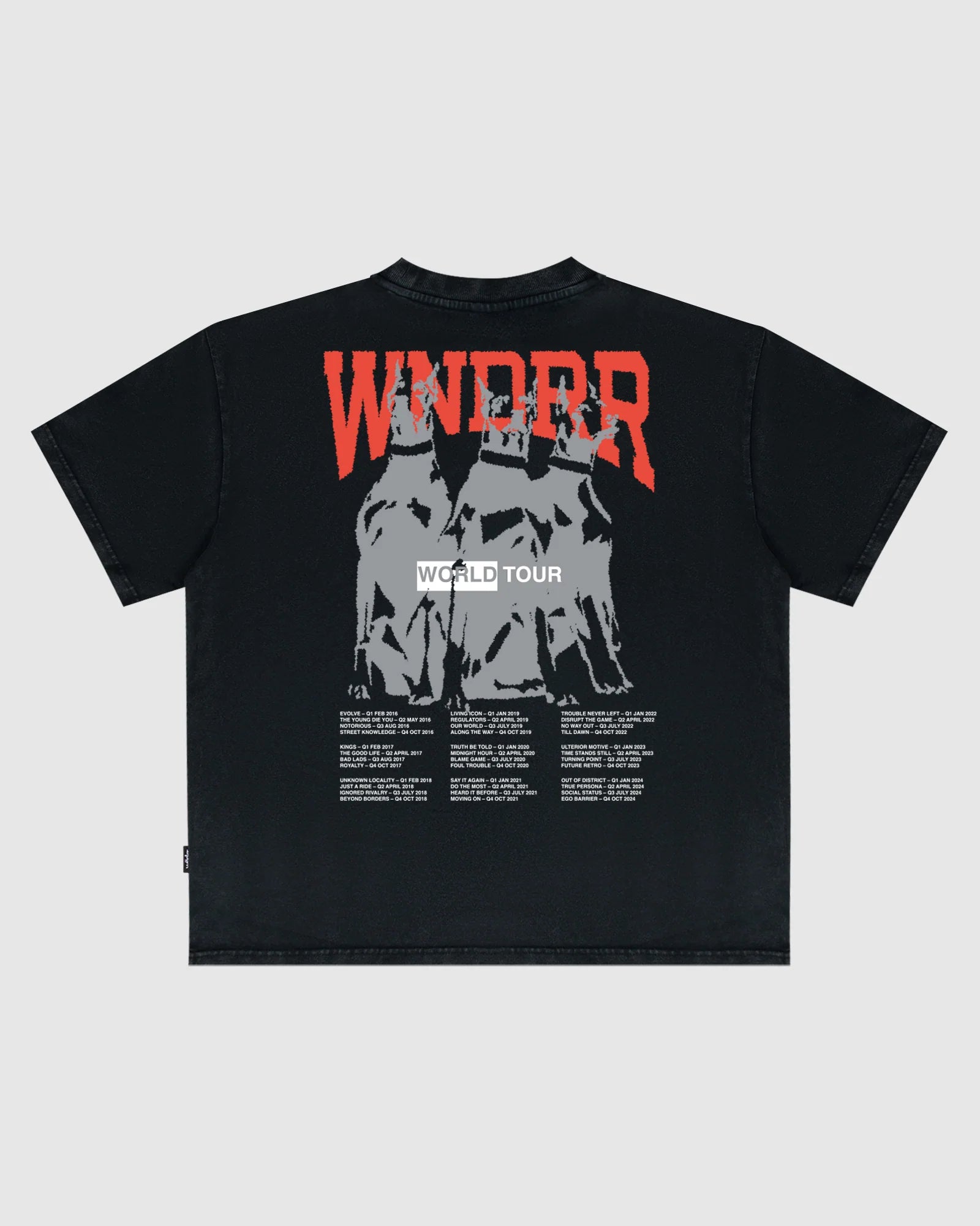 Wndrr World Tour Heavyweight Tee - Washed Black