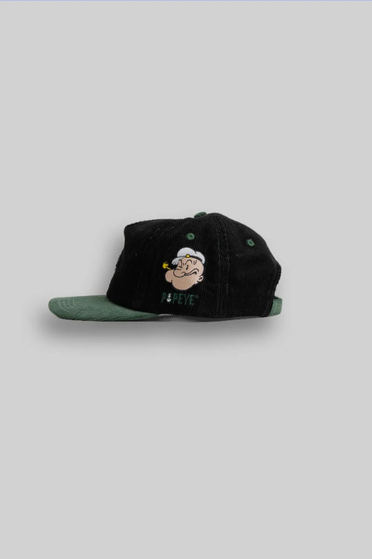 Crate X Popeye Cord Snapback - Black/Green