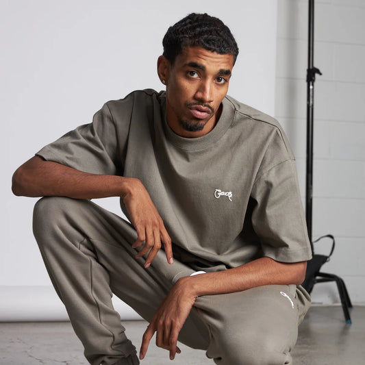 Crate Stamp Script Box Fit Tee - Seagrass