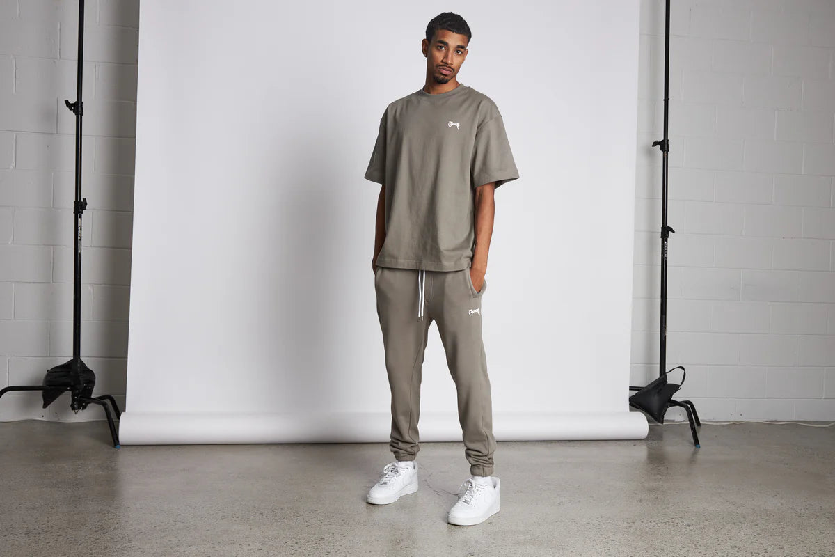 Crate Stamp Script Box Fit Tee - Seagrass