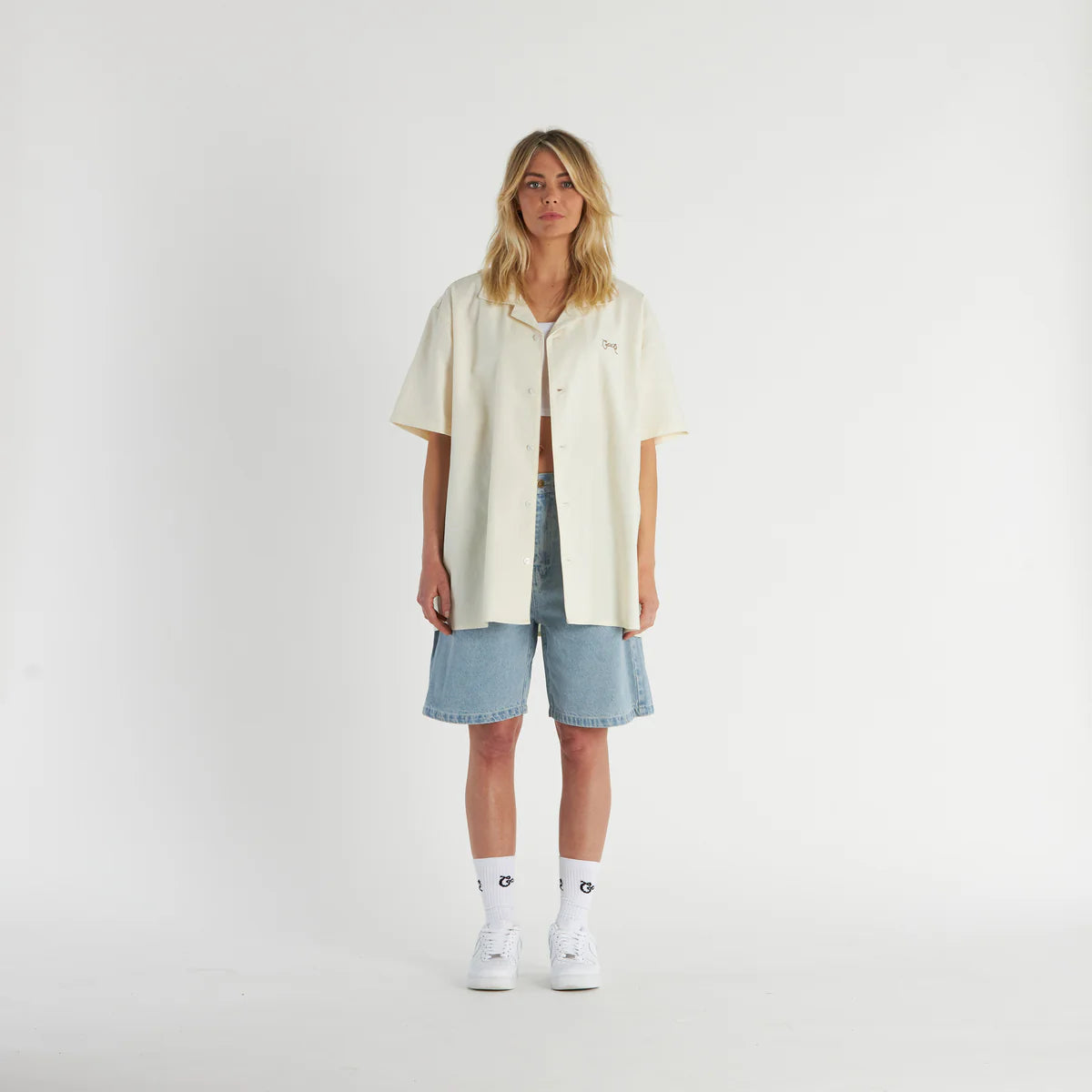 Crate Script Cuban Collar S/S Shirt - Tofu