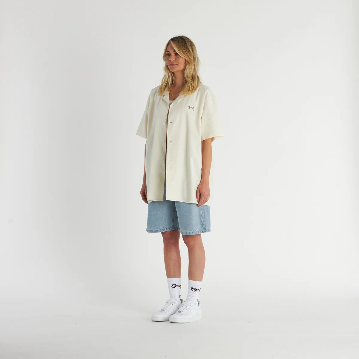 Crate Script Cuban Collar S/S Shirt - Tofu