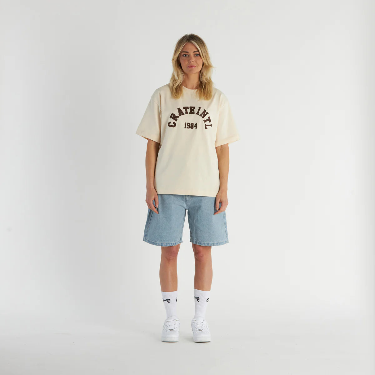 Crate Varsity Arc Box Fit Tee - Tofu