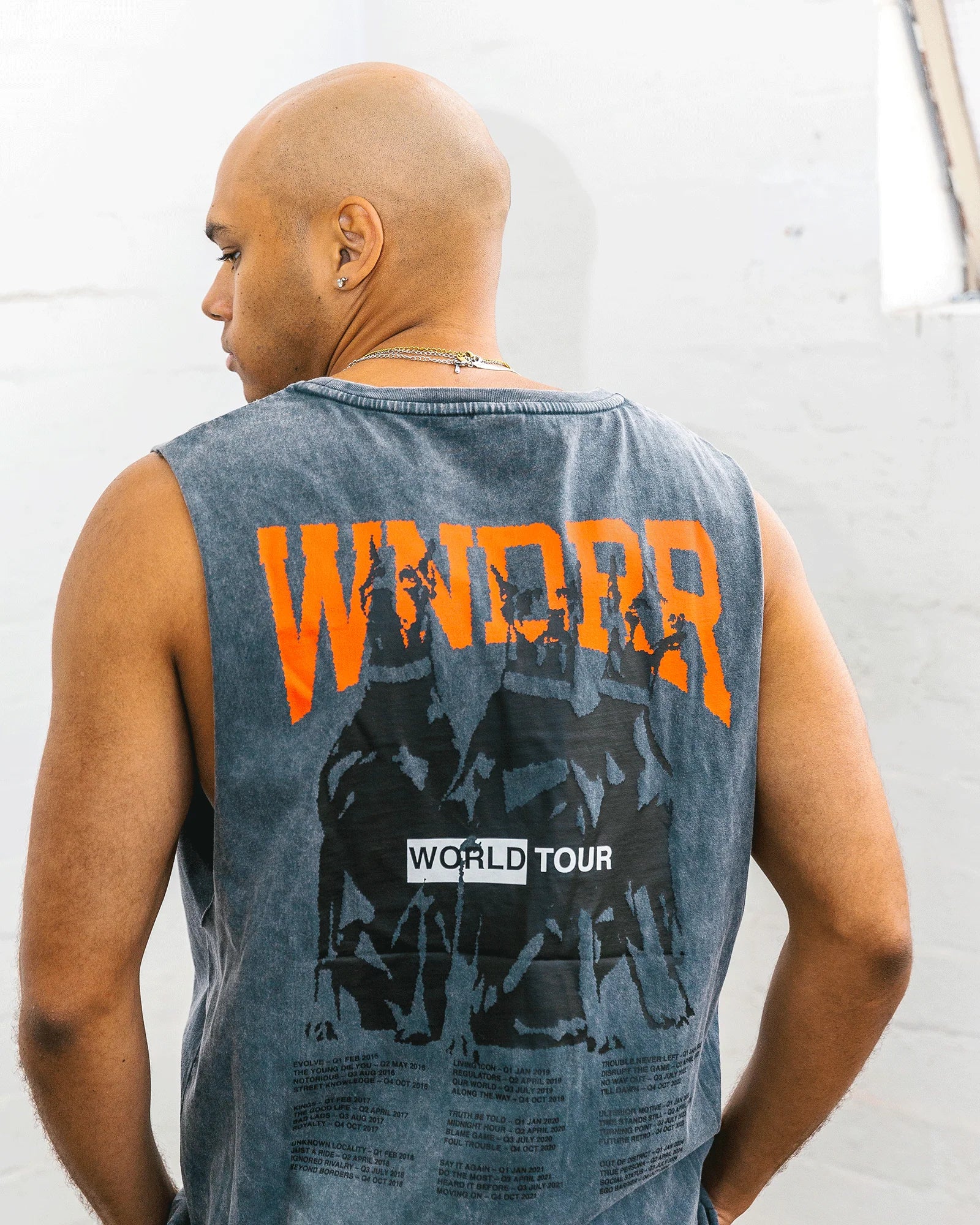 Wndrr World Tour Muscle Top - Washed Grey