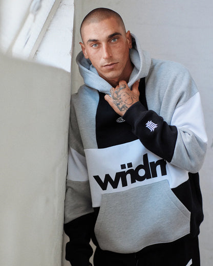 Wndrr Global Panel Hood Sweat - Black/Grey Marle